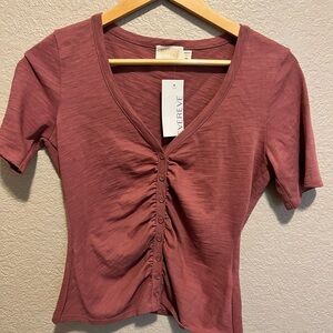 Nation LTD Carlotta Femme Short Sleeve Ruched Button Tee